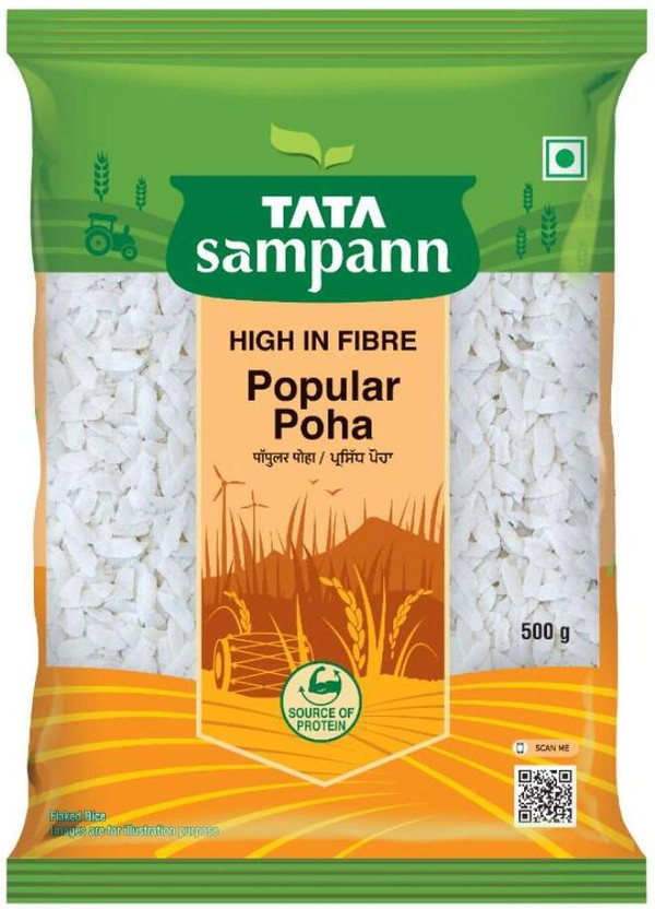 Tata Sampann High in Fibre PopularPoha(Thick) Poha(0.5 kg)