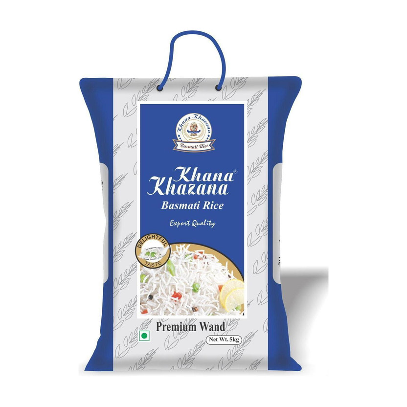 KHANA KHAZANA Premium Wand Basmati Rice | Amazing taste, flavour & aroma| Best for Pulav | Basmati Rice (Long Grain, Raw)(5 kg)