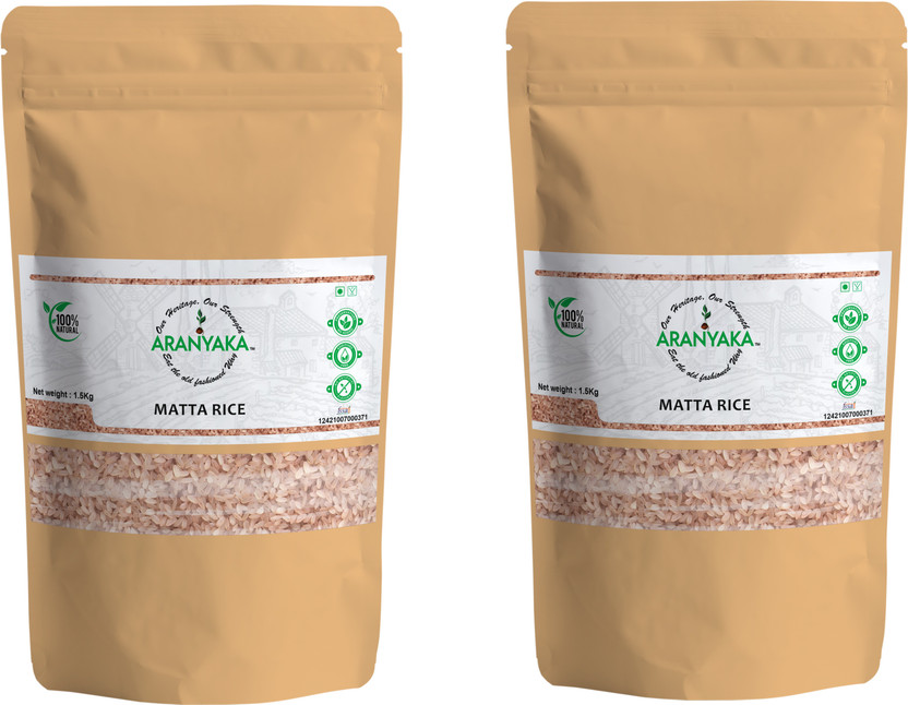 ARANYAKA Kerala Matta Rice|3Kg|Palakkadan Rice|Medium Grain,Unpolished| Brown Matta Rice (Medium Grain, Parboiled)(3 kg)