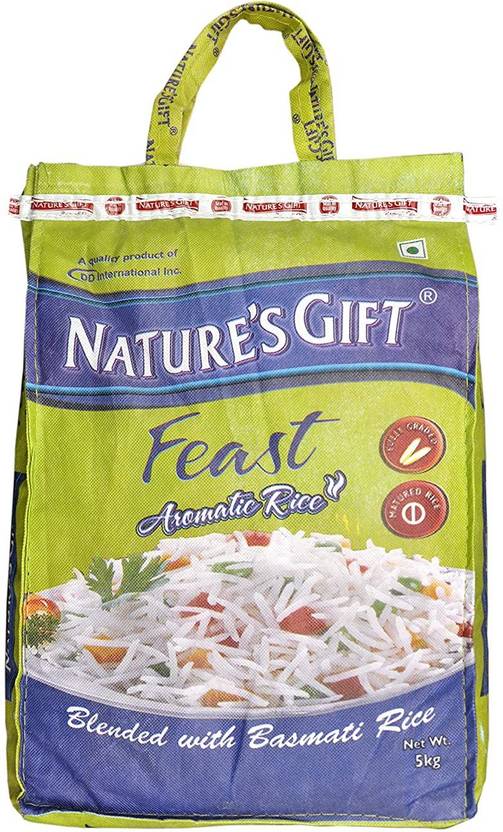 Natures's Gift Feast Aromatic Rice 5kg Basmati Rice (Full Grain, Steam
