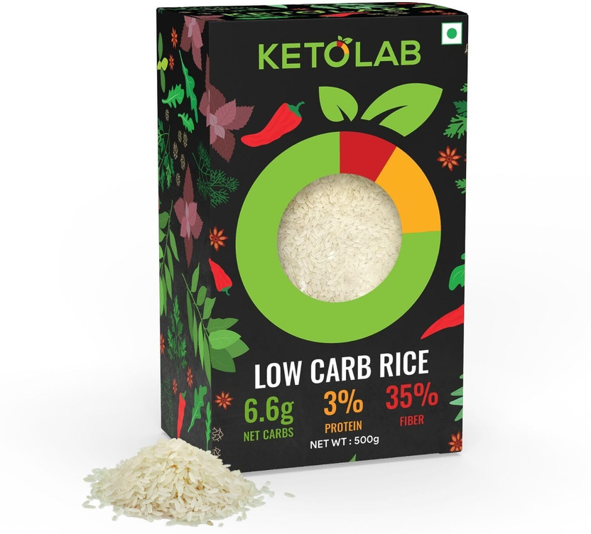 Ketolab Low-Carb Rice, 6.6g Net Carb & 3% High Protein, High Fibre & Low GI Rice(0.5 kg)