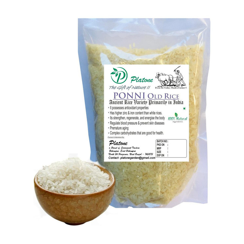 Platone 5kg Old Ponni Rice Pure Oldest Traditional Method Farmed Ponni Rice (Long Grain, Raw)(5 kg)