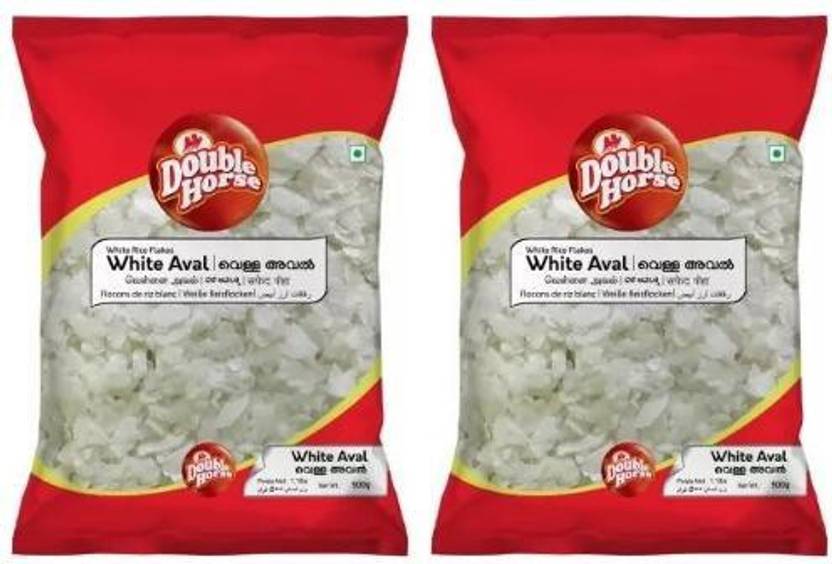 Double Horse Organic White Aval 500g x White Rice poha Thin