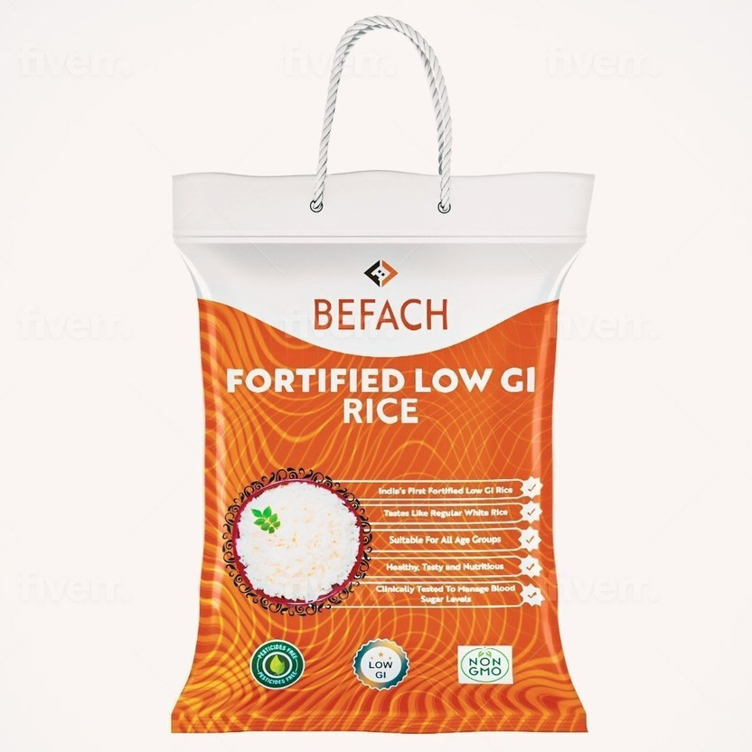 Befach Diabetic Friendly / Low Glycemic (GI) Index Sona Masoori Rice (Medium Grain, Polished)(4.5 kg)