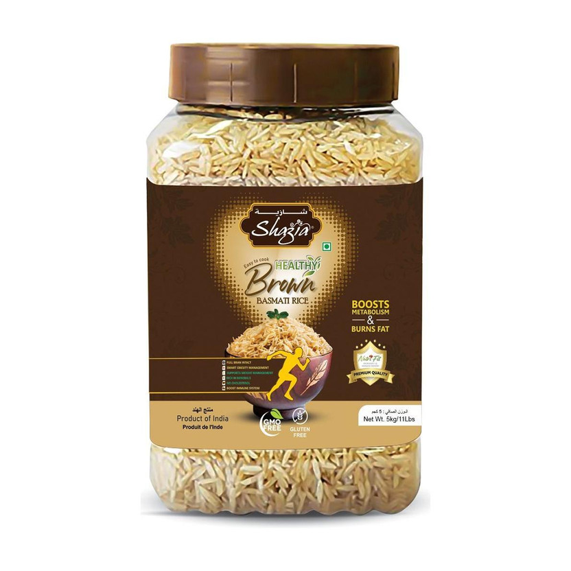 Shazia Shazia Premium Brown Basmati Rice Jar, Low in GI, Gluten Free, Diabetic Friendly Brown Basmati Rice (Long Grain, Raw)(5 kg) - Flipkart Deal