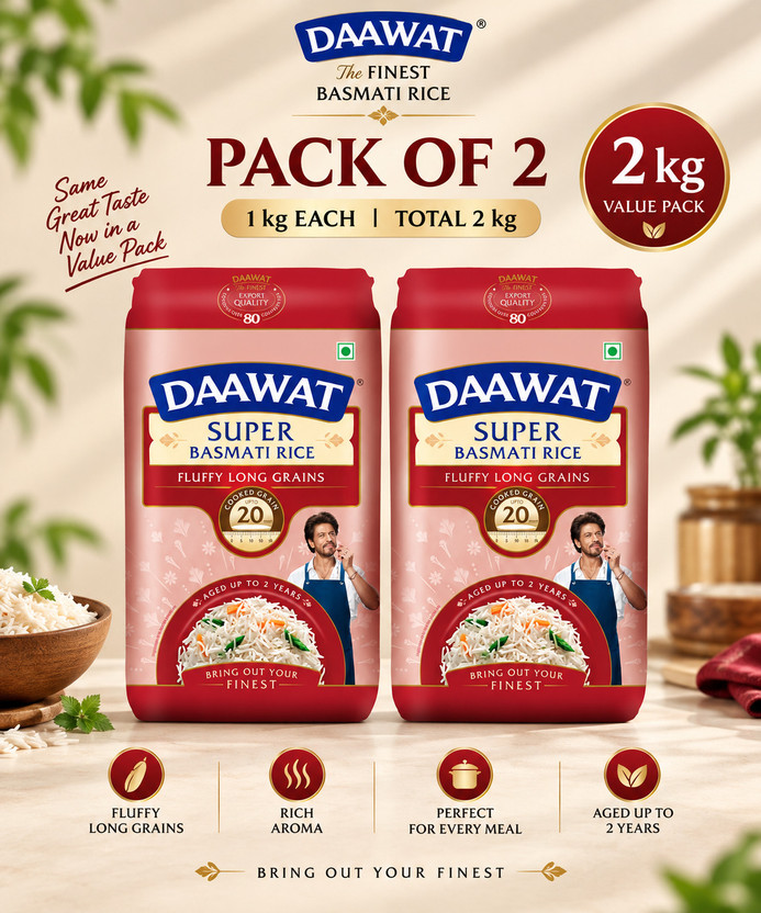 Daawat Super Pure Basmati Rice (Long Grain)(2 kg)