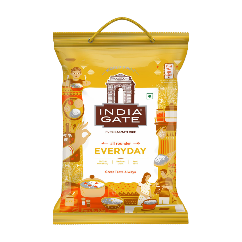 INDIA GATE All Rounder Everyday Basmati Rice (Medium Grain, Polished)(5 kg)