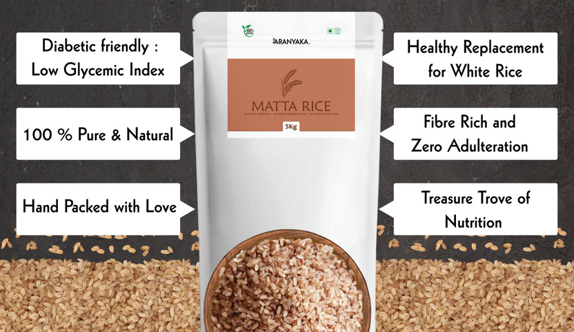 ARANYAKA ARANYAKA Kerala Matta Rice (5 kg) (Rose Matta Rice | Palakkadan Rice| Vadi Matta Rice| Brown Matta Rice (Medium Grain, Parboiled)(5 kg) - Flipkart Deal