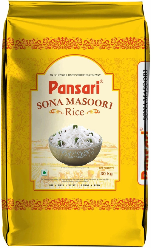 Pansari Sona Masoori Rice (Small Grain)(30 kg)