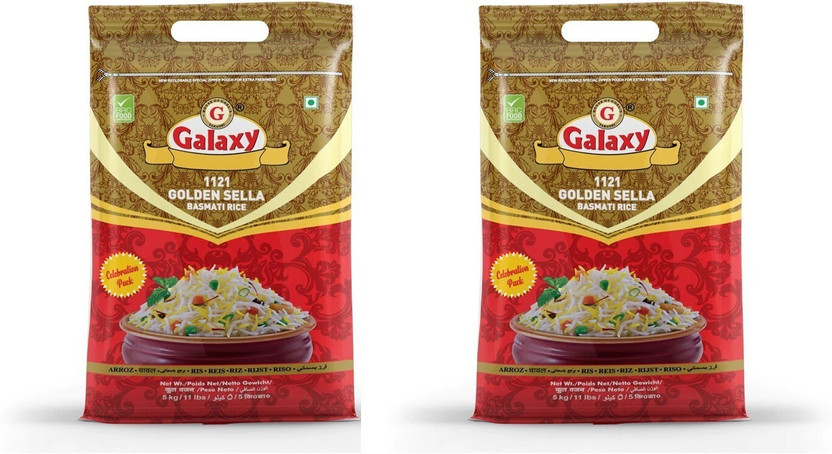 GALAXY 1121 Golden Sella, Aromatic Authentic Aged Biryani Rice, 5 Kg Pack of 2 Basmati Rice (Long Grain)(10 kg)