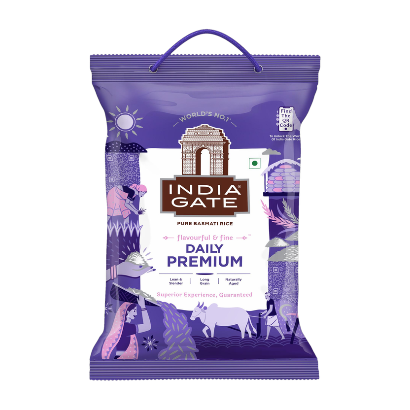 INDIA GATE Flavourful & Fine Daily Premium Basmati Rice (Long Grain, Polished)(5 kg)
