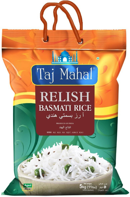 Taj Taj Mahal Relish Non-Sticky & Fluffy Naturally Aged Basmati Rice (Long Grain, Steam)(5 kg) - Flipkart Deal
