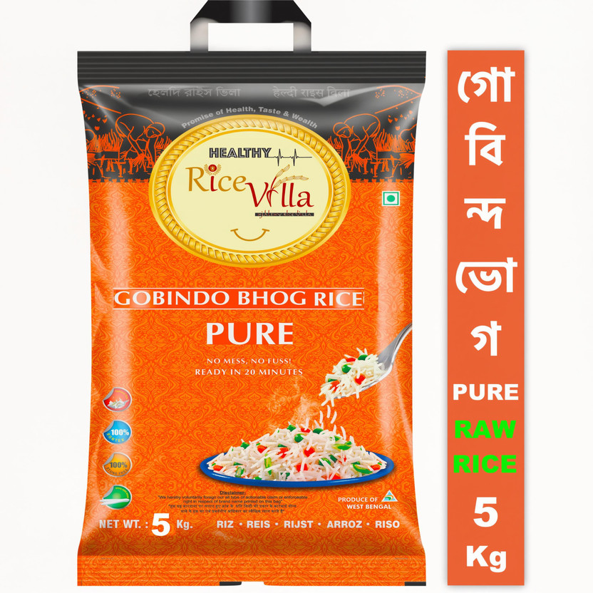 Healthy Rice Villa Gobindo Bhog  Rice Pure Gobindobhog Rice (Small Grain, Raw)(5 kg)
