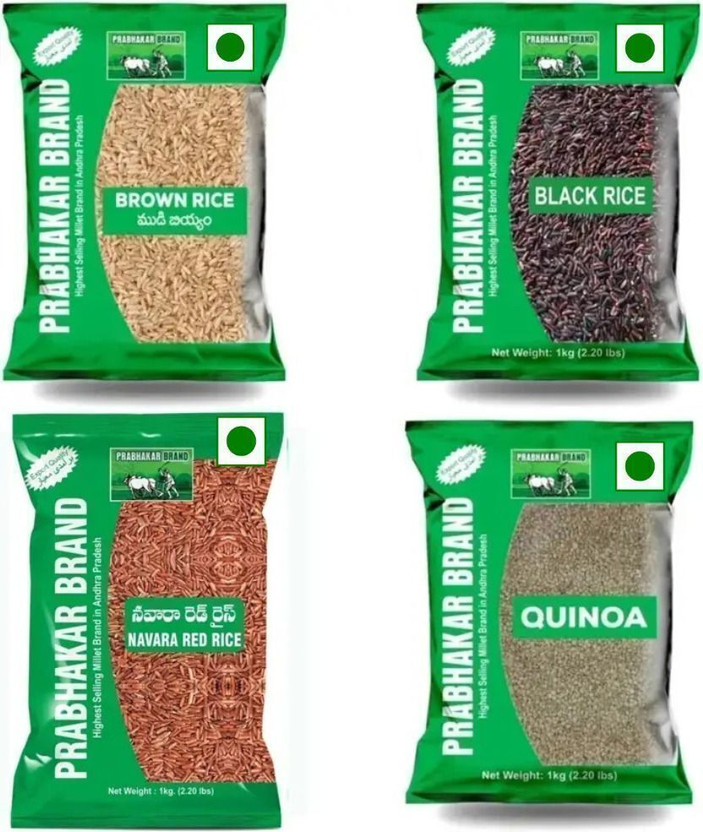 Prabhakar Brand Diabetic & Weight Loss Rice ComboBrown Rice ,Black Rice ,Red Rice ,Quinoa Everyday Rice (Small Grain, Unpolished)(4 kg)