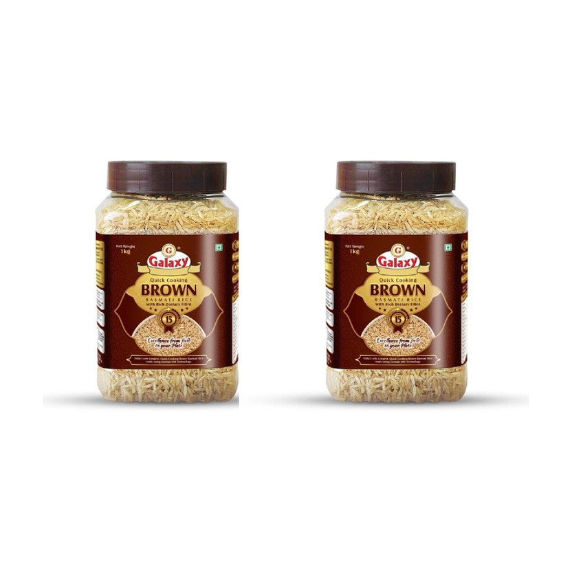 GALAXY High in Fibre, Gluten-Free, Cholesterol Free, 1 KG Pack of 2 Brown Basmati Rice (Long Grain, Raw)(2 kg)