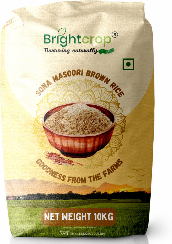 organics food market Brown Rice [No added color or flavor, Organic, Low GI] Brown Sona Masoori Rice (Medium Grain, Unpolished)(10 kg)