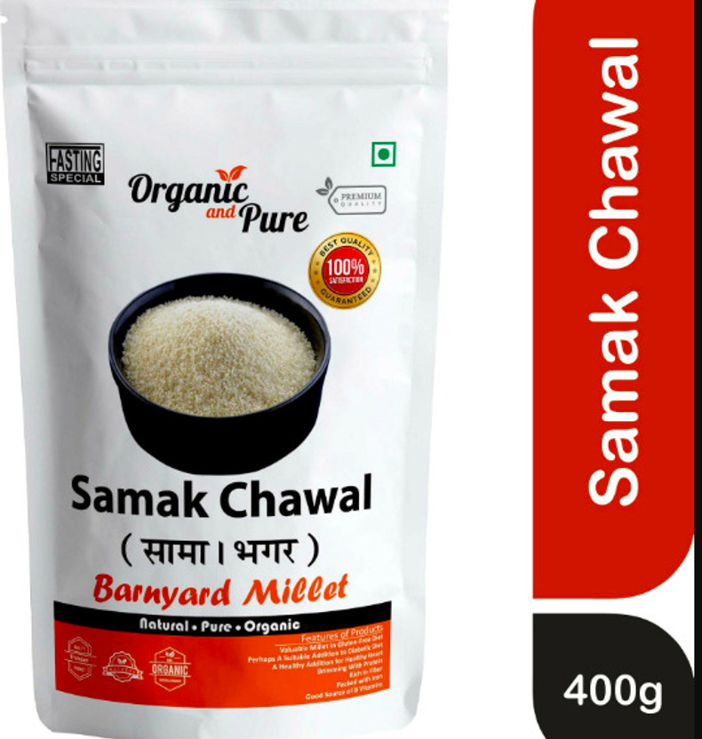 Organic and Pure Barnyard Millet,Samak Rice,Bhagar,Udalu,Siridhanya Millet Fasting Rice (Small Grain, Unpolished)(0.4 kg)