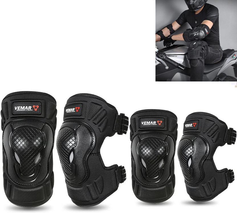 AUTO PEARL Protective Half Elbow Guard/Knee and Shin Guards for All Bike Elbow Guard, Knee Guard, Shin Guard Free Black(Pack of 4)