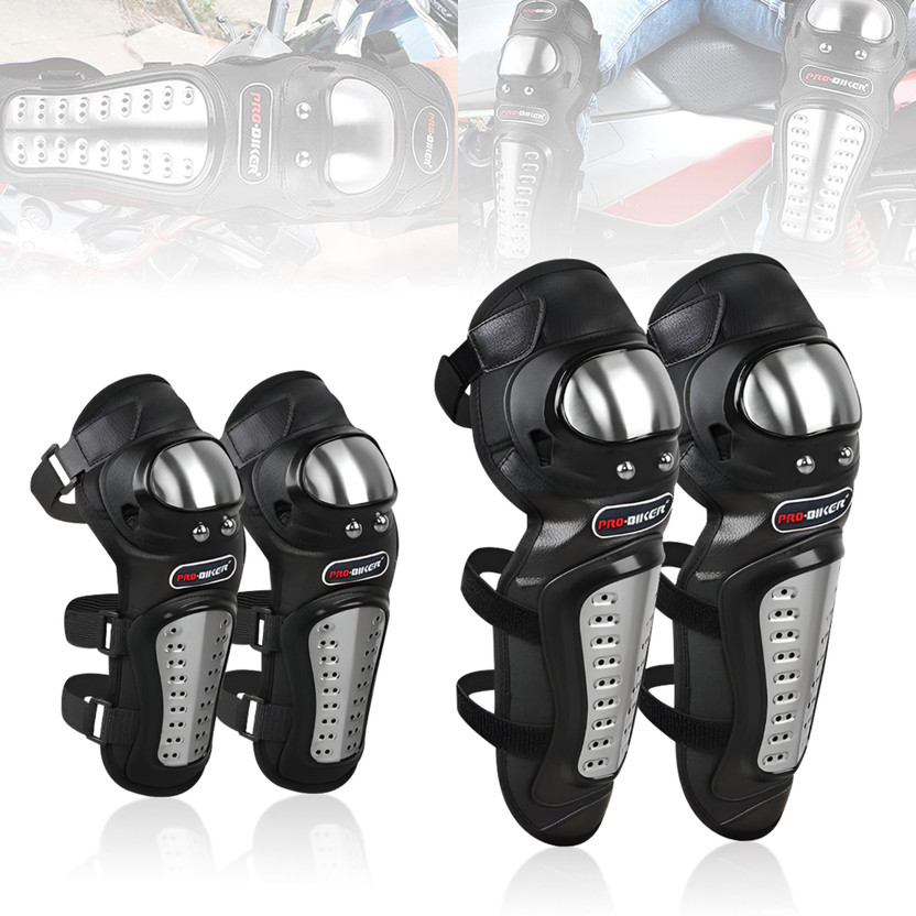 OBEROI'S TRADERS Bike Knee and Elbow Guard Protector Men & Women for Motorcycle Cycling, Racing Knee Guard, Elbow Guard Free Black, Steel(Pack of 4)