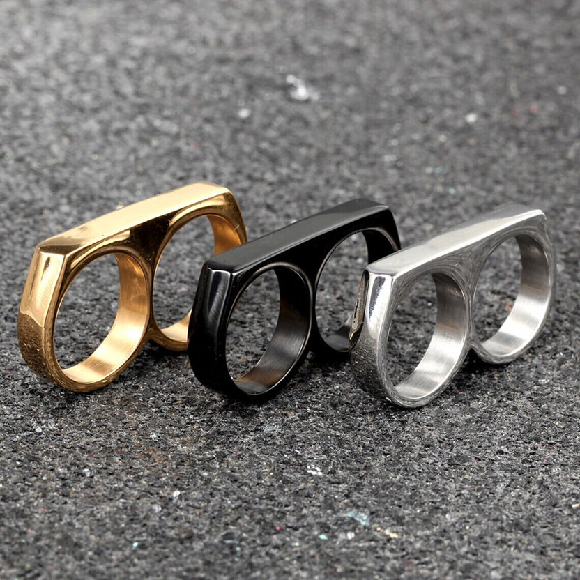 house of common Vedansh Enterprises Stylish Gold, Silver&Titanium Plated Rings Stainless Steel Black Silver, Gold Plated Ring
