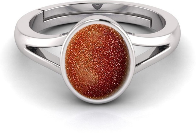 Pranjal Gems Natural 15.25 Ratti Sun Star Sun Stone Gemstone Ring Alloy Beads Sterling Silver Plated Ring