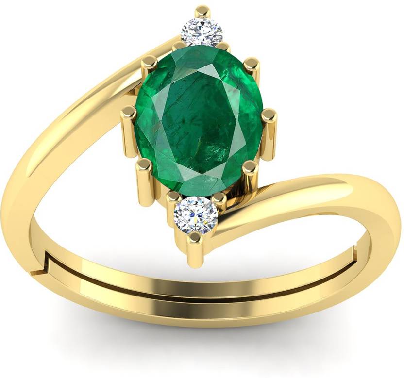 APSSTONE 5.50 Carat Emerald/Panna Gemstone Gold Ring ...