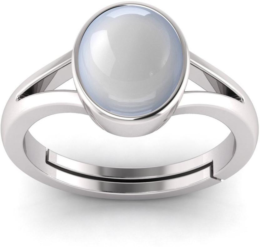 Pranjal Gems Natural 7.25 Ratti Moonstone Gemstone Ring Alloy Moonstone Sterling Silver Plated Ring