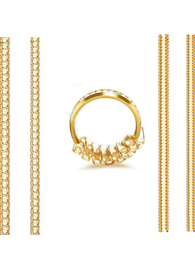 JIYAENTERPRISES 4pcs Golden Ring Sizer Adjuster for Loose Clips Transparent Ring Tightener Sizer Silicone Gold Plated Ring