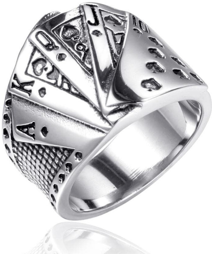 Myginie Gifts Private Limited Ace King Queen Jack Playing Cards Stylish Biker Alloy Ring