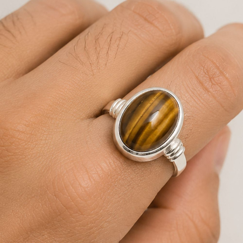 Flipkart BajariyaFashions Tiger's Eye (Varan) Stone Adjustable Ring for Astrology, Success & Confidence Brass Cat's Eye Silver Plated Ring - Flipkart Deal