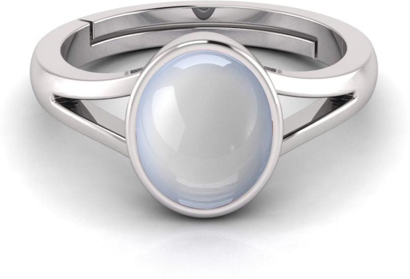 Pranjal Gems Natural 12.25 Ratti Moonstone Gemstone Ring Alloy Moonstone Sterling Silver Plated Ring