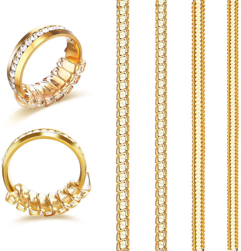 HETSHIV 4 Sizes Ring Size Adjuster for Loose Rings Spiral Invisible Ring Spacer Silicone Ring