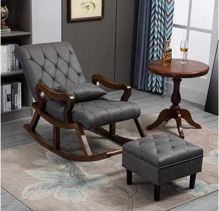 wooden luxury Rocker Rocking Chair with footrest Recliner Relaxing mango wood Rocking Chair Solid Wood 1 Seater Rocking Chairs(Finish Color - brown, DIY(Do-It-Yourself))