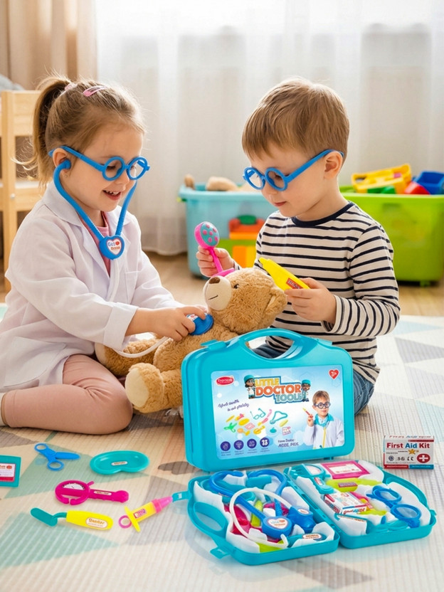 333MART Pretend Play Doctor Set with Foldable Suitcase for Kids, Doctor Kit for Kids