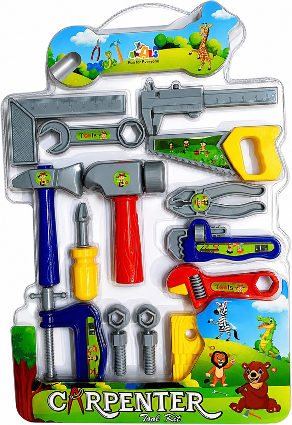 AWALS Mechanics Carpenter Tool Kit Toys for Kids - Pretend Play Toy DIY -14 Tools