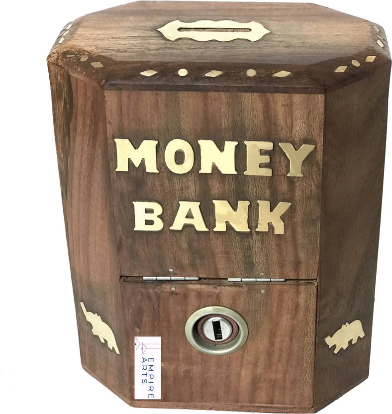 Empire Arts Wooden Money Bank Coin Box Gullak Money Bank for Kids & Adults Saving Boxes