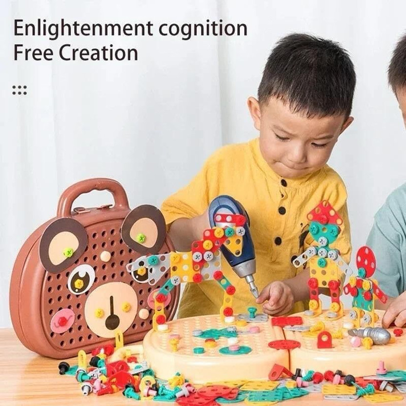 himanshu tex 203 PCS Creative Drilling Toy with Screwdriver Tool, Electric Drill Toy(Multicolor)