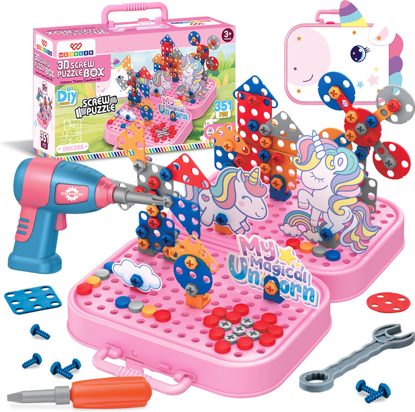 Wembley Unicorn Electric Drill Screw Puzzle Toy Set