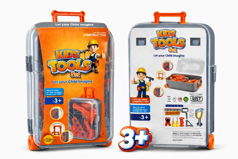 GoRealzhy Kids Tools Set Toy with Trolley Case