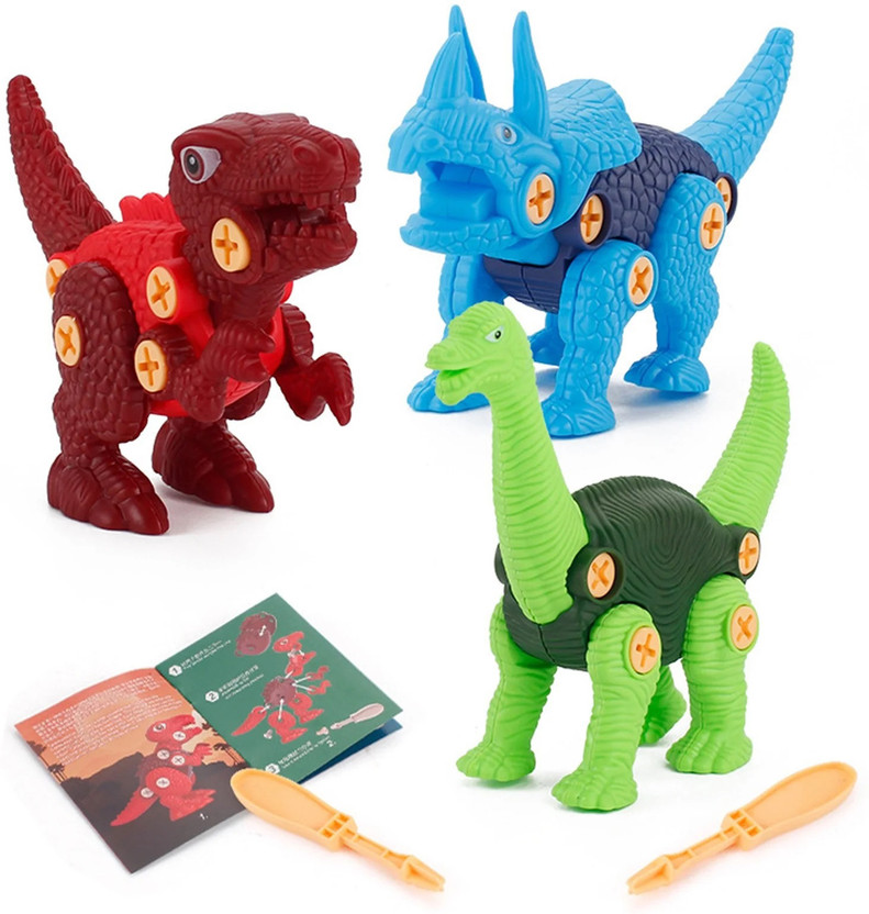 OPINA DIY Dianosor Toy with Screwdriver Learning Toys Pack of 3 (Random Color/Design)