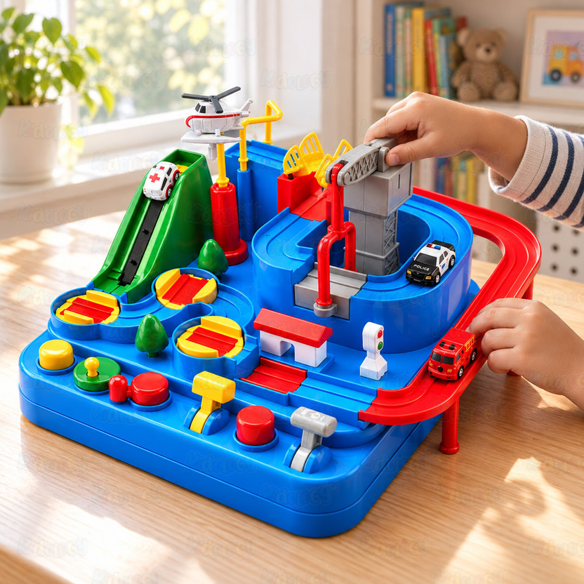 KIDOLOGY Adventure Car Race Track Toy For 3+ Years| Interactive City Rescue Playset