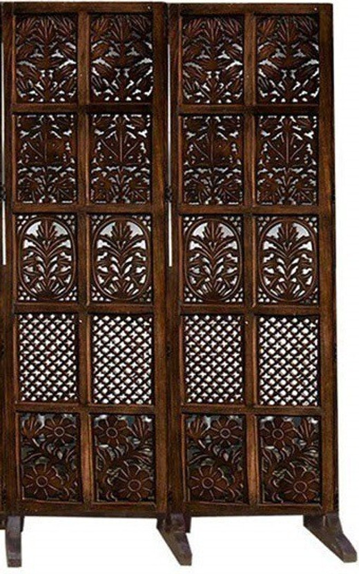 Decorhand Decorhand Handcrafted 2 Panel Wooden Room Divider Screen With Stand Solid Wood Decorative Screen Partition(Free Standing, Finish Color - Brown, 2, Pre-assembled) - Flipkart Deal