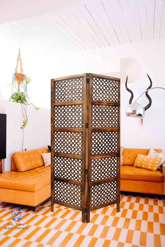 India wood mart Wooden Room Divider 2 Panel Design Partition Wood