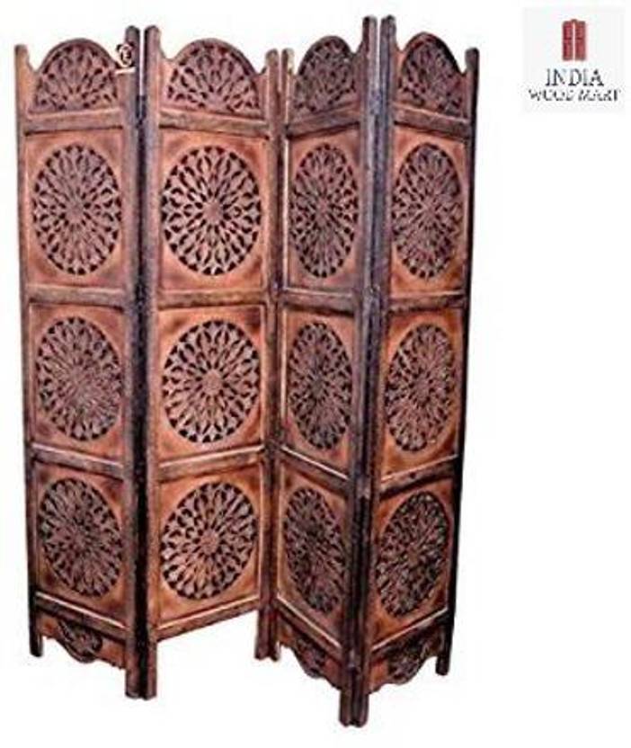 India wood mart Wooden Room Divider 4 Panel Design Partition Wood
