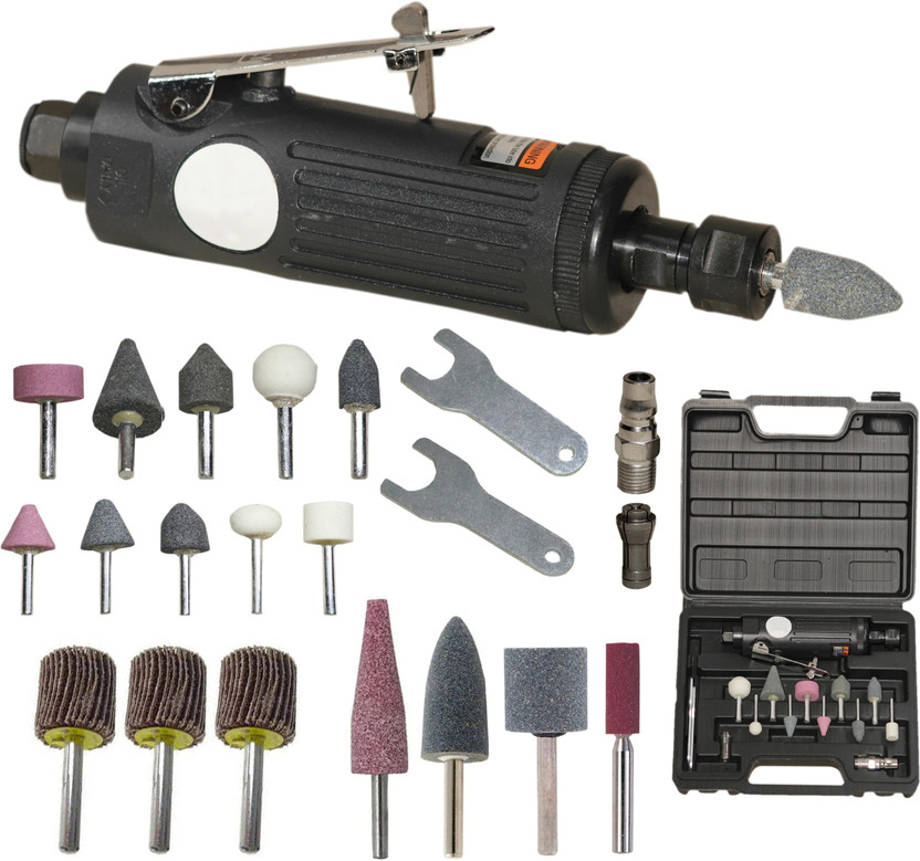 Digital Craft Polisher Sander Kit For Tire Repair, 1/4" Engraving Polishing Collets 3mm & 6mm Pneumatic Air Die Grinder Machine,3Pc Emery Cloth Grinding Wheel,4Pc Stone Set Rotary Tool(6 mm)