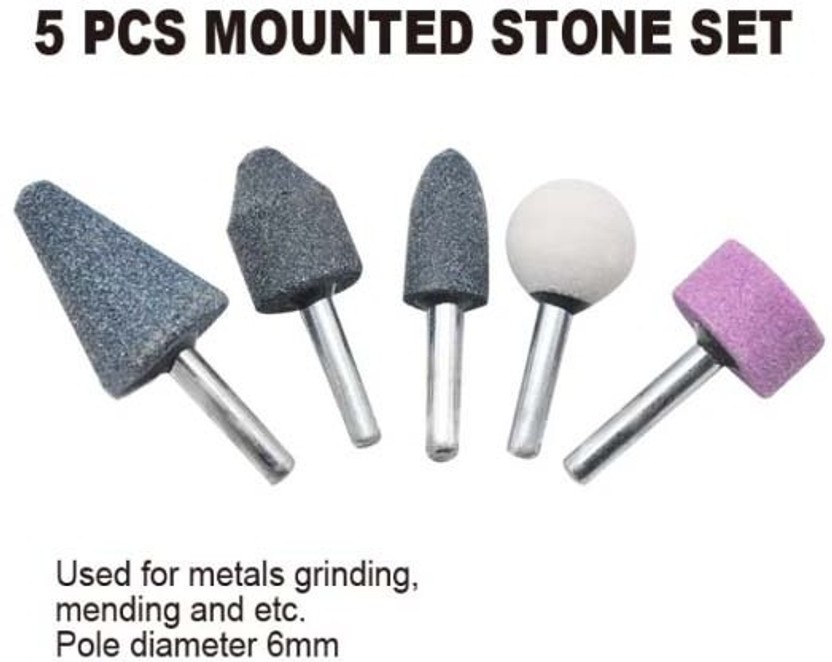 KMECOMM For polishing and modeling metal, wooden surfaces Piece 1/4" Shank Mounted Stone Set Rotary Tool(3 mm)