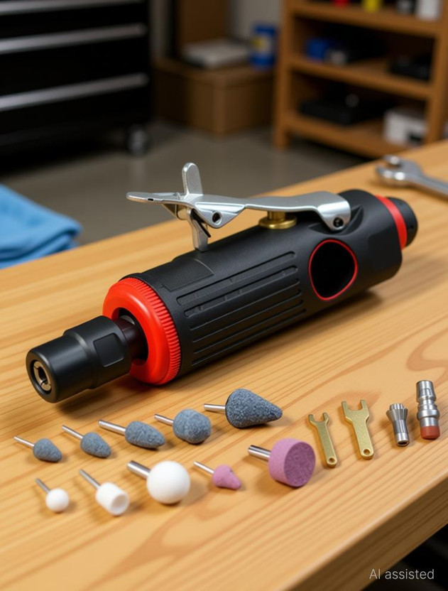 Digital Craft 15Pcs/Set 1/4 Inch Car Air Compressor 90psi Grinder Machine Tirel Rotary Stone Tool Kit High-speed Polishing Pneumatic Tools Rotary Tool(6 mm)