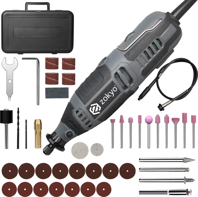 ZOKYO WT GK17-42 Electric Mini Die Grinder Rotary 130W Tool Kit with 52pcs Accessories , Variable Speed for Drilling, Sanding, Buffing, Polishing, Engraving, and More Rotary Tool(3.2 mm)