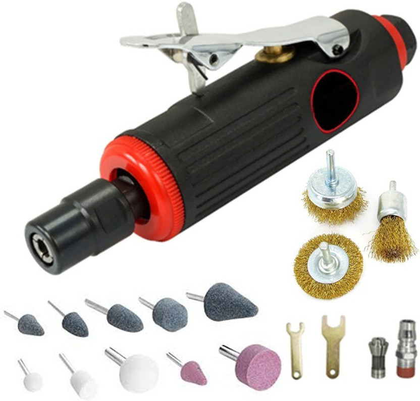 Digital Craft Pneumatic Tools 18Pcs/Set 1/4 Inch Car Air Compressor 90psi Grinder Machine Tirel Rotary Stone Tool Kit High-speed Polishing Rotary Tool(6 mm)