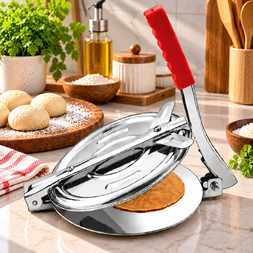 Sukhnath Stainless Steel Puri Press Maker Heavy Duty Manual Kitchen Equipment Roti and Khakra Maker